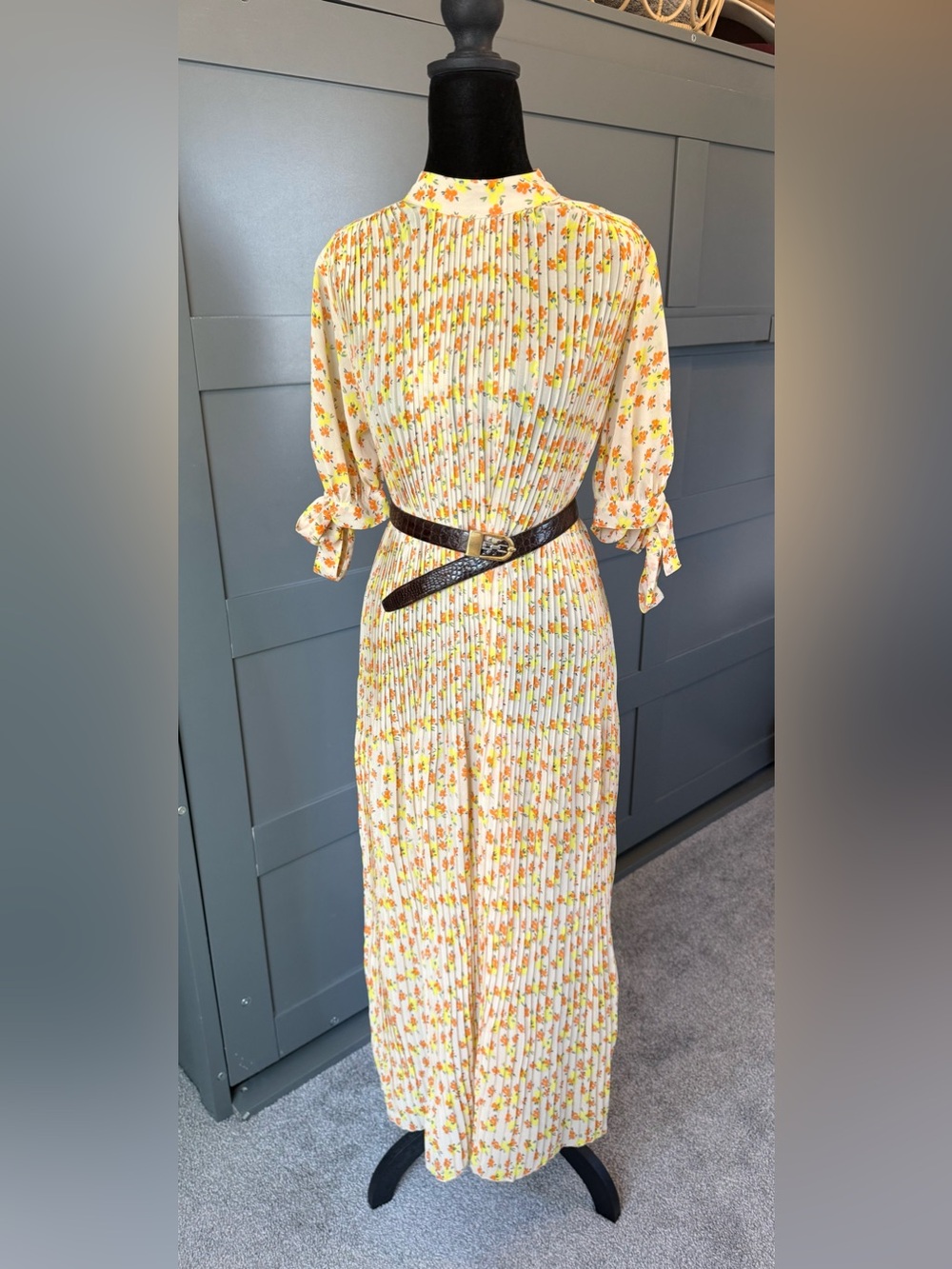ASOS Floral Print Sheer Dress - Yellow, Orange, Cream & Green. SIZE :2